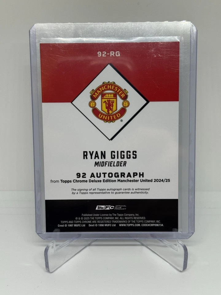 Ryan Giggs Topps Cromo Edición Deluxe Manchester United 92 Autógrafo #16/92 Foto 2 de 2