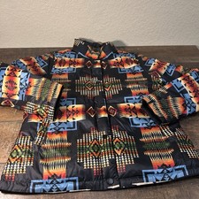 Pendleton Aztec Puffer Jacket/Coat Women's Southwestern Large Down Reversible