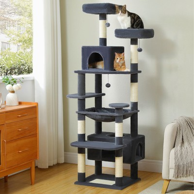 Großer Kratzbaumturm für Hauskatzen mit sisalüberzogenen Kratzbäumen