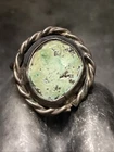 Native American Turquoise And Sterling Silver Braided Vintage Ring Size 6.5