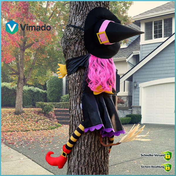 Halloween Deko Rosa Hexe 130 Cm Baum Dekoration FüR Innen AußEn Garten Terrasse-image