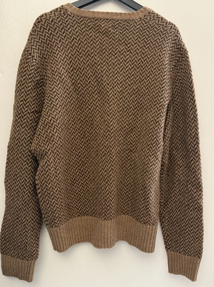Vintage Ralph Lauren Men's Brown/ Beige Herringbone Wool Sweater Size XL - Image 2 of 4