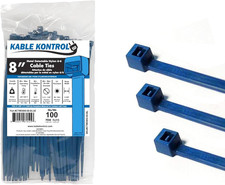 Metal Detectable Blue Zip Ties 100 Pcs 8 Inch, 50 Lbs Tensile Strength, Iron Inf