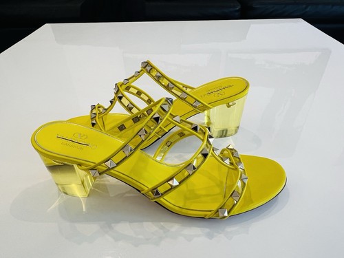 $1150 VALENTINO Garavani Platinum Rockstud Open Toe Plexi Heel Sandals Size 42 - Picture 15 of 22