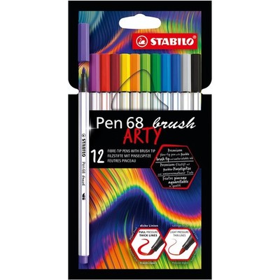 Premium-Filzstift mit Pinselspitze STABILO Pen 68 brush ARTY 12er Pack Filzmaler