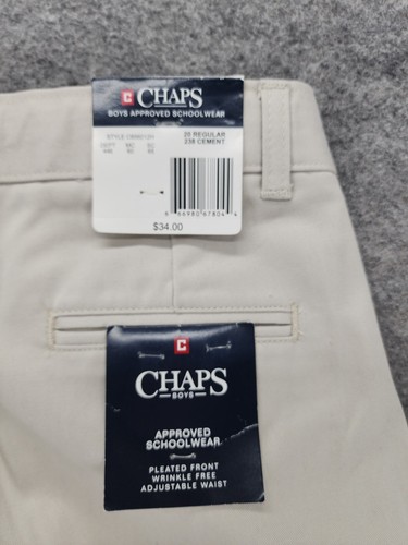 Chaps Uniform Pants Boys 20 Khaki Pleated - Picture 4 of 10