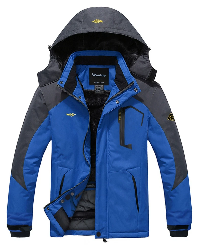 Wantdo Men's Waterproof Winter Jacket Warm Winter Coat Jacket Ski Jacket Hooded - Image 2 of 4
