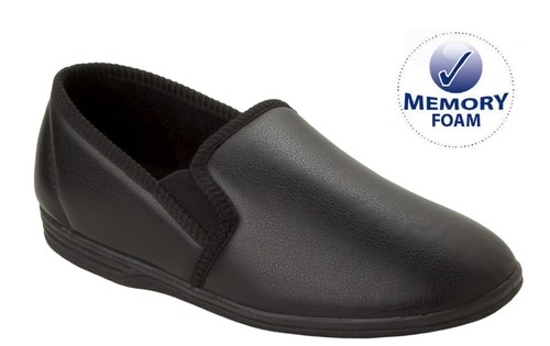 MENS TWIN GUSSET MEMORY FOAM INSOLE WARM COMFY GENTS FULL SLIPPERS UK SIZE 6-13 - Picture 2 of 3