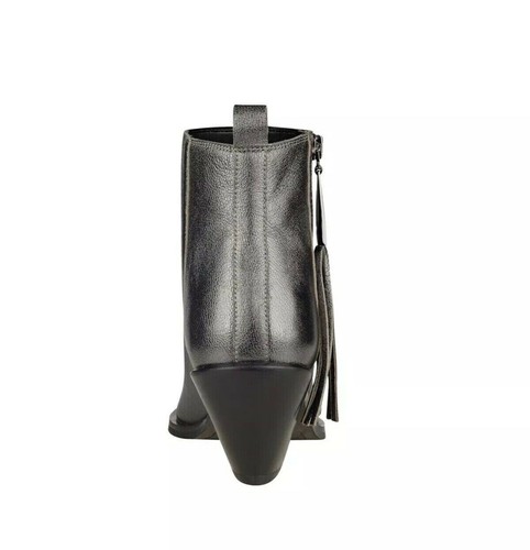 GUESS TALZA Pewter Leather Designer Booties Ankle Boots 5.5 - Picture 4 of 4