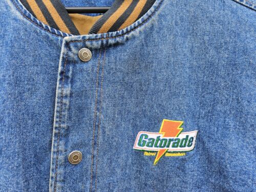 Vintage 90s L Dunbrooke Denim Jean Gatorade Embroidered Varsity Large Jacket VTG - Picture 2 of 22