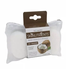 SPONGEABLES Skinutrients Body Wash in a Sponge Coconut Colada with Travel Bag