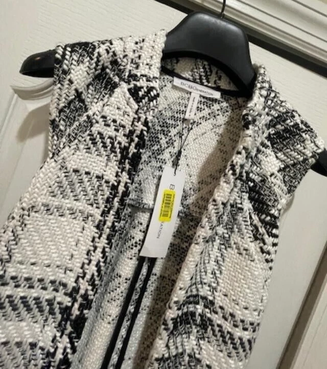 BCBGeneration Long Vest Tweed Black and White w/Pockets-Size S-NWT $128-Fast - Image 3 of 4
