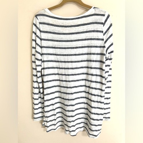 EILEEN FISHER Damen Gestreift Leinenmischung Langarm Tunika Top S Oversize Fließend - Bild 8 von 12