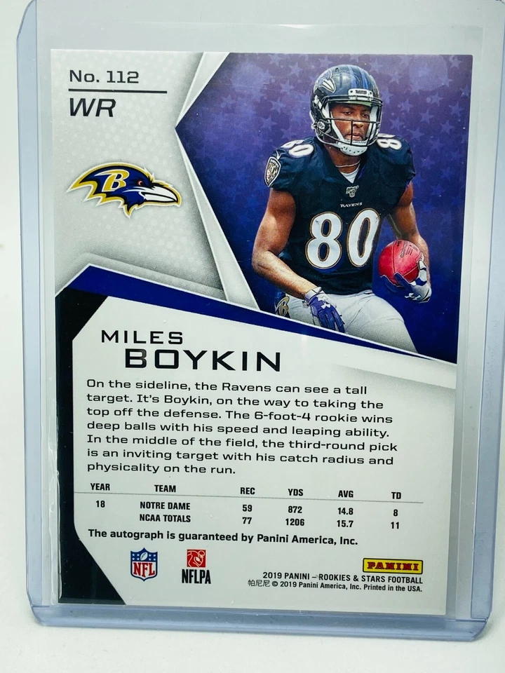 2019 Panini Rookies & Stars Miles Boykin RC Longevity Auto Orange #46/60 - Image 2 of 2