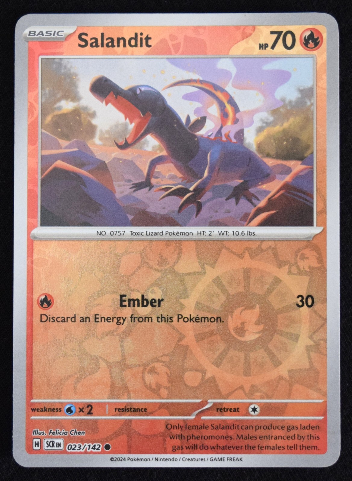 Pokemon TCG Salandit 023/142 2024 Stellar Crown Reverse Holo Common Card - NM