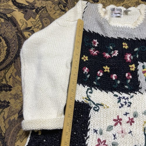 Vtg 90s Extra Touch International Knitted Black Sweater Floral Womens Size 2X - Picture 6 of 7