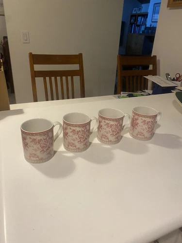 Royal Doulton Studio PROVENCE 4 Coffee Cups Mugs ROUGE Red Pink VGC