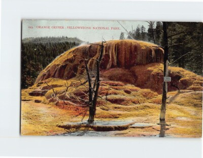 #ad Postcard Orange Geyser Yellowstone National Park Wyoming $3.46
