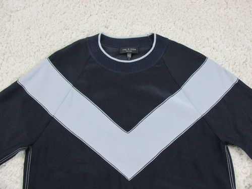Rag & Bone Blouse Women's XXS Blue Raglan Sleeves Silk Chiffon Hannah Chevron - Picture 11 of 20