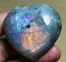 Polished Nice Rainbow purple Flash Labradorite Spectrolite Heart Reiki Stone