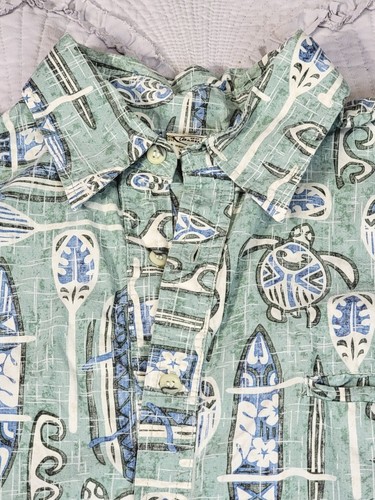 VINTAGE Go Barefoot XL TALL Turtles PULLOVER Made in Hawaii Aloha Shirt Hawaiian - Picture 4 of 17