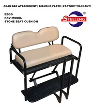 Rear Flip Seat Kit for EZGO Golf Cart RXV 2008-2015 Model (Stone) with Grab Bar