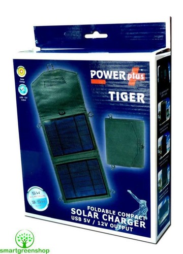 POWERplus Tiger Pliable Compact solar Panneau Chargeur USB 5V & 12V Dc Sortie - Photo 2 sur 7