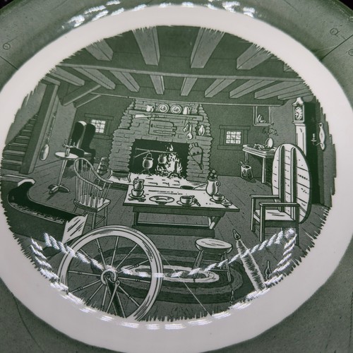 Vintage Colonial Homestead Royal Green Two Handled Platter Large Plate Ceramic - 第 2/9 張圖片