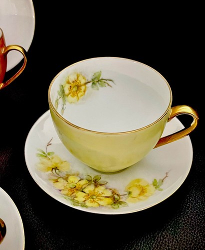 Gorgeous Vintage Arzberg Hand Painted Floral 6 Tea Cups Saucers, Artist Signed - Picture 3 of 9