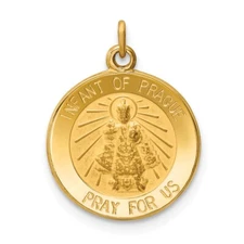 14k Yellow Gold Infant of Prague Medal Charm Gift for Mother