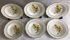 Set of 6 Large Deep Plates GIEN Model MARGUERITES D 23 Cm