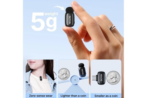 Boya Mini 13 Wireless Microphone Type-C & Lightning - White - Picture 3 of 5