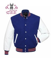 PROCLUB PRO CLUB MEN'S HEAVYWEIGHT VARSITY JACKET SNAP-FRONT LETTERMAN BASEBALL