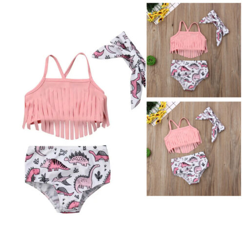 3Pcs Girls Tankini Swimsuit Bikini Tops+Bottoms Swimming/Bathing Suit Swimwear