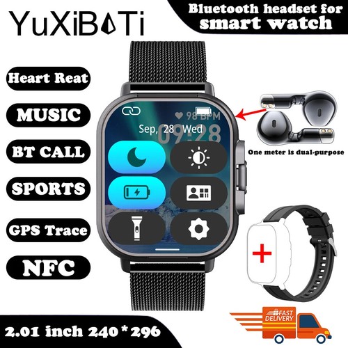 Smart Watch with Earbuds Men Smartwatch 2 in 1 Wireless Headset for Android Ios - Picture 22 of 32