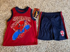 New NWT Toddler Boys Marvel Spiderman Shorts Tank shirt set Outfit 2T Pajamas 