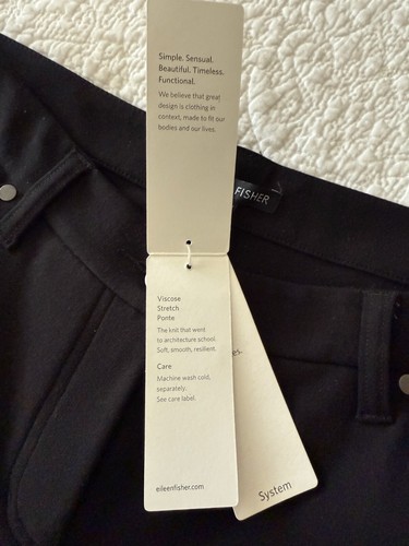 NWT Eileen Fisher Slim Leg Ponte Knit Ankle Pants Womens (10) Stretch Black - Picture 3 of 5