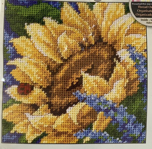 Dimensions Needlepoint Kit Sunflower & Ladybug 5" x 5" Counted Cross Stitch New
