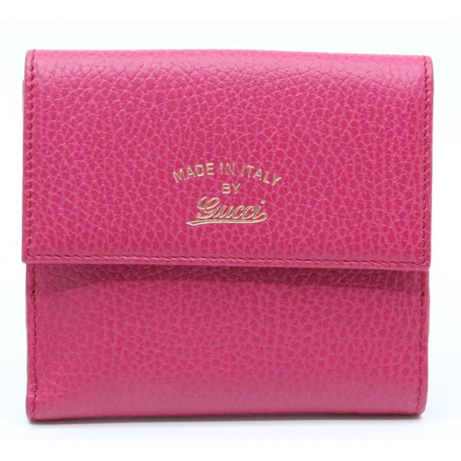 Gucci W Hook Wallet Rose Pink Leather Ladies Mini Wallet Accessories Authentic