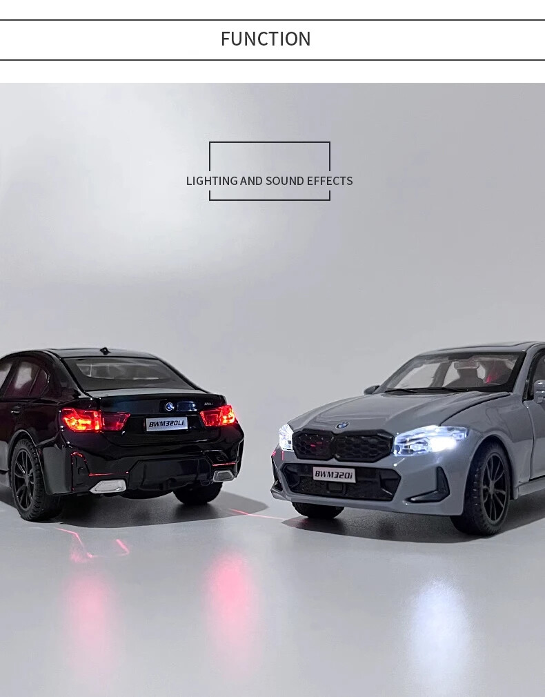 1:32 BMW 320i THE 3 G20 2024 Diecast Model Car Sound Light