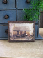 4 x 5 Calico Covered Canvas Old Photo Print Cabin