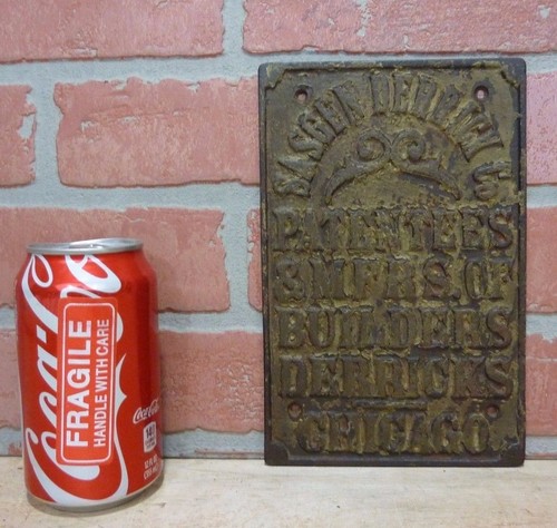 SASGEN DERRICK Co BUILDERS DERRICKS CHICAGO Original Old Cast Iron Plaque Sign - Bild 5 von 12