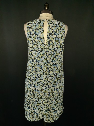 TOMMY HILFIGER Size 12 Shift Dress Blue White Green Floral Sleeveless - Picture 3 of 5