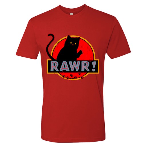 🔥 Rawr Jurassic Cats Unisex T Shirt Funny Humor Cat guy Humor Sarcastic Novelty - Picture 15 of 19