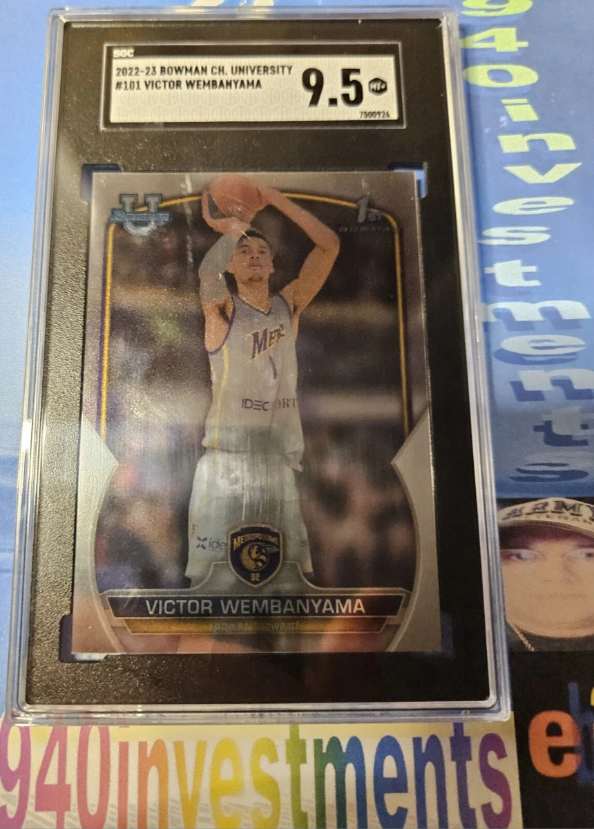 VICTOR WEMBANYAMA~ 2022-23 Bowman Chrome University #101 🔥SGC 9.5 Mint Plus RC