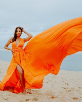 Flying Dress with 4.5 mts trail, Maternity Photoshoot Dress, Engagement  Dress, | eBay