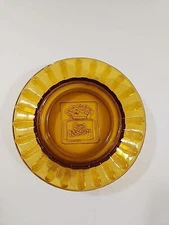 Vintage Best Western Motel Ashtray Amber Glass Round 4.5" 