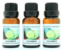 3 Cucumber 1/2oz Premium Grade Scented Fragrance Oil Crazy Candles