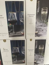 Threshold Signature Crystal Red Wine Glasses Set of 4 Stemmed Glasses 27.1oz