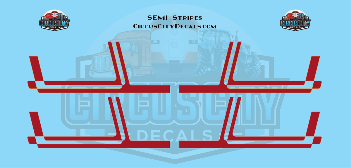 Red with Gold/Silver Pinstripe Semi Stripe Graphic 1:64 Scale | eBay